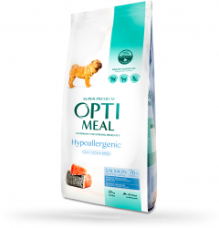 Hrana uscata completa Optimeal Hypoallergenic penrtu caini adulti de talie medie si mare and ndash Somon 20 kg 