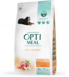 Hrana uscata completa Optimeal pentru catei talie mare curcan 12 kg