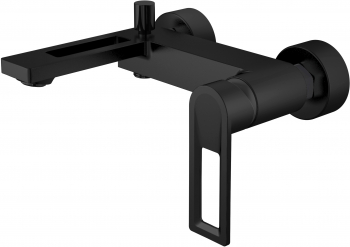 Set baterie cada si dus Optima Black OB-856.3-ACC monocomanda negru mat cu furtun para si suport para cartus ceramic 