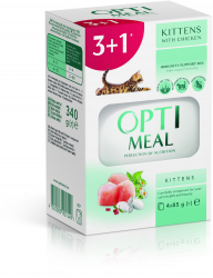 Hrana umeda completa Optimeal Super Premium pentru pisoi - cu pui set 4 x 0.085kg 