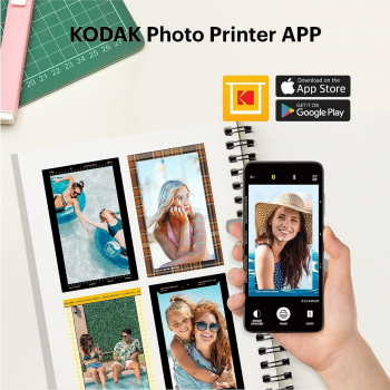Imprimanta Kodak Mini 2 Plus Retro 7 6 and times 7 6 cm Galben 