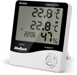 Statie meteo Rebel măsurare temperatura/umiditate funcție alarma calendar ceas