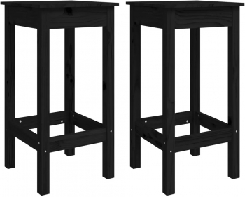 vidaXL Scaune de bar 2 buc. negru 40x40x78 cm lemn masiv pin 