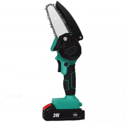 Mini Fierastrau SIKS Cu Lant Electric Portabil / Drujba 6 Inch 24V 1 Baterie 2 Lanturi 2000mAh Verde 