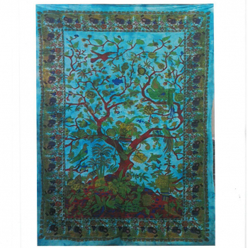 Decoratiune Multifunctionala pentru Perete / Fata Masa / Cearsaf / Perdea din Bumbac and ndash Copacul Vietii Lucrate Manual 78 x 112 cm 