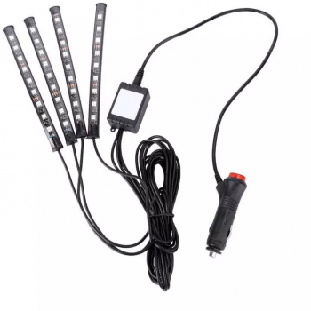 Kit banda led SIKS® 4 benzi autoadezive si functie sonora cu 12 leduri multicolor 