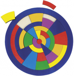 Puzzle circular din lemn Combinatii de culori 29 piese 