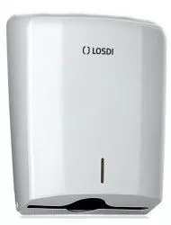 Dispenser prosoape hartie pliate Losdi V Elegance ABS alb capacitate 600 de prosoape pliate garantie 3 ani