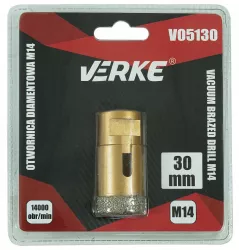Carota diamantata pentru piatra gresie si beton 30mm M14 V05130 Verke 