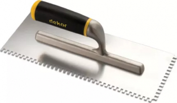 Gletiera profesionala Dekor cu zimti 10x10 mm inox maner ergonomic aluminiu 300 x 120 mm 