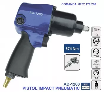 Pistol Impact pneumatic 574Nm 6.3 bari 1/2 ADLER AD-1260 Profesional 