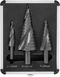 Set 3 burghie metal conice in trepte 4-32 mm Premium Line V05052 Verke 