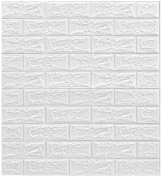 Tapet 3D Autoadeziv SIKS® model caramida in relief alb design modern rezistent la apa usor de curatat dimensiuni 77x70cm 