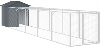 vidaXL Cusca caine cu acoperis antracit 117x609x123 cm otel galvanizat 