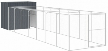 vidaXL Cusca de caine cu tarc antracit 214x865x181 cm otel galvanizat 