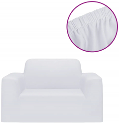 vidaXL Husa elastica pentru canapea poliester jersey alb 