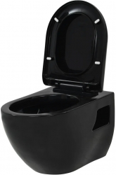 vidaXL Vas de toaleta cu montare pe perete ceramica negru 