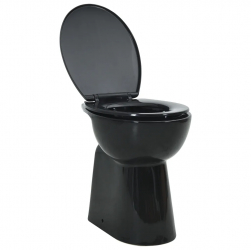 vidaXL Vas WC fara rama inchidere silentioasa + 7 cm negru ceramica 