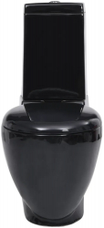 vidaXL Vas WC toaleta de baie negru ceramica rotund flux inferior 