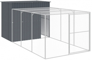 vidaXL Cusca de caine cu tarc antracit 214x457x181 cm otel galvanizat 