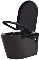 vidaXL Vas toaleta cu montare pe perete ceramica negru 