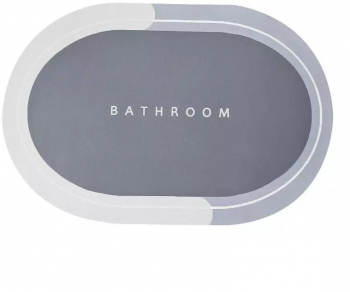 Covor de Baie Antiderapant Model &bdquo Bathroom &rdquo Oval 57.5 x 40 cm Gri