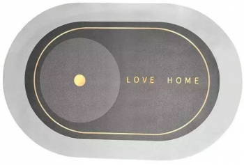 Covor de Baie Antiderapant SIKS Model &bdquo Love Home&rdquo Oval 80 x 47 cm Gri 