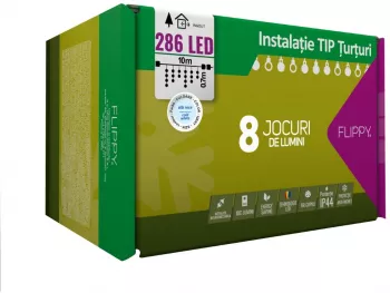 Instalatie Craciun 10 m 132 Led-uri Franjuri Alb rece 8 jocuri de lumini Transformator cu telecomanda Interconectabila Prelungitor 3 