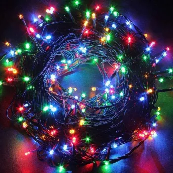 Instalatie Craciun 15 m 429 Led-uri Franjuri Multicolor Flash Transformator Interconectabila Prelungitor 3 m inclus Fir Transparent 