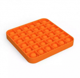 Jucarie senzoriala SIKS® cu bule de silicon Pop It Now antistres forma patrata portocaliu 