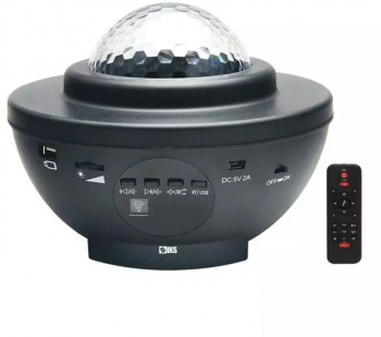 Proiector Disco SIKS Cu Lumini LED Multicolore Proiectie Galaxie / Stele Cu Telecomanda Port USB Si Bluetooth Boxa Incorporata Negru 