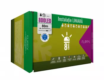 Instalatie Craciun 80 m 800 Led-uri Liniara Albastru 8 jocuri de lumini Transformator Interconectabila Prelungitor 3 m inclus Fir V 