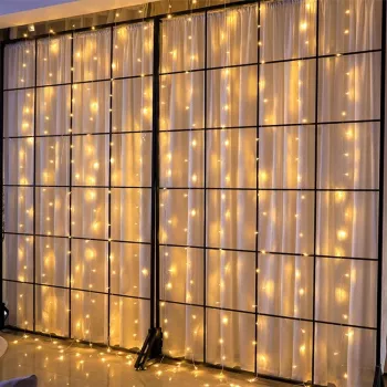 Instalatie Craciun Tip Perdea 2 m x 1 m 120 LED-uri Alb cald IP44 31V telecomanda 8 jocuri de lumini Interconectabila Prelungitor 
