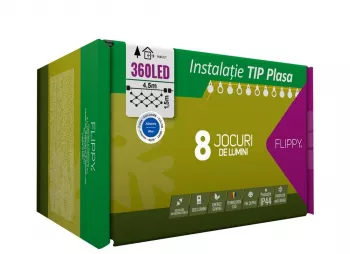 Instalatie Craciun Tip Plasa 4.5 m x 1.5 m 360 LED-uri Albastru 8 jocuri de lumini Transformator Interconectabila Prelungitor 3 m in 