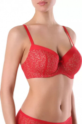 Sutien dantelat cu intaritura si arcuri Conte Tatouage RB3041 - Rosso 75E 