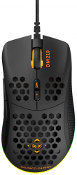 Mouse de gaming RGB DELTACO GAMING DM210 6400 DPI ultra-usor laterale acoperite cu cauciuc negru