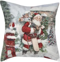 Set 2 fete perna Mos Craciun textil multicolor 45x45 cm 