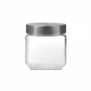 Borcan depozitare cu capac inox 0.9L patrat DOMOTTI Milos
