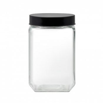 Borcan depozitare cu capac negru 1.8L patrat DOMOTTI Milos 