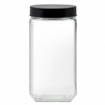 Borcan depozitare cu capac negru 2.2L patrat DOMOTTI Milos 