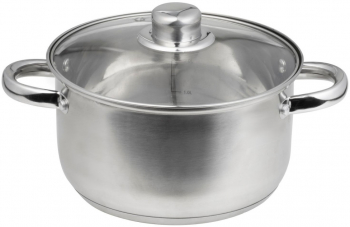 Oala inox cu capac din sticla 16cm 1.6L DOMOTTI Santo 
