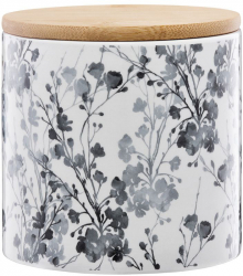 Recipient depozitare cu capac din bambus 0.67L model floral AMBITION Tuvo 