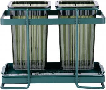 Suport tacamuri cu doua recipiente verde 10.5X 21X16 CM 