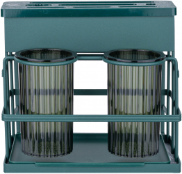 Suport tacamuri TRENDY and rsquo S cu doua recipiente si suport cutite verde 23X19X 20.5 CM 