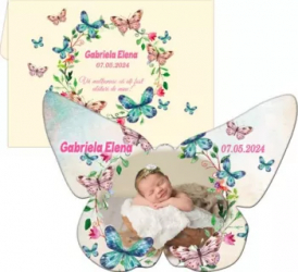 Marturie botez magnet fluture cu plic ivory 