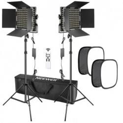 Kit 2 Panouri Bi 660 LED 2x difuzor softbox si telecomanda Black 