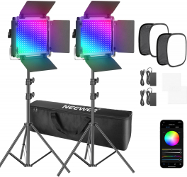 Kit 2 Panouri Neewer RGB 530 LED trepiezi 200 cm inclusi 2x difuzor softbox pentru lumina + geanta transport 