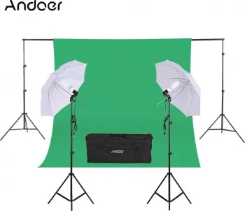 Kit studio Foto / Video Lumini studio + Suport fundal + Fundal verde 