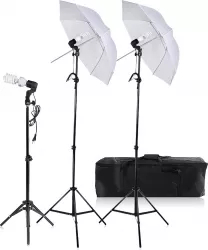 Set de iluminare studio 2 umbrele + suport + becuri + geanta 