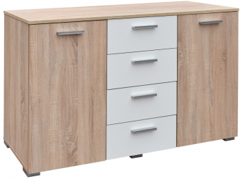 Comoda Lileia RO 134x41x81cm sonoma/alb 